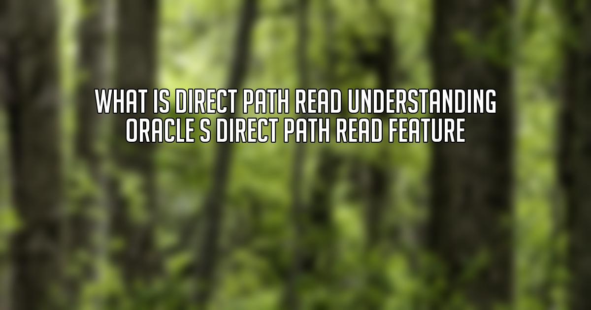 What is Direct Path Read Understanding Oracle s Direct Path Read Feature